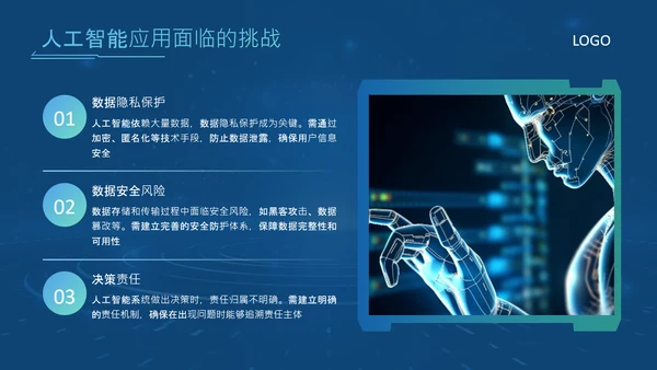蓝色科技风人工智能应用现状与发展趋势论文答辩PPT