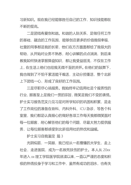 护士实习自我鉴定三篇 2