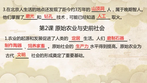 第一单元 史前时期：原始社会与中华文明的起源  单元复习课件（20张PPT）