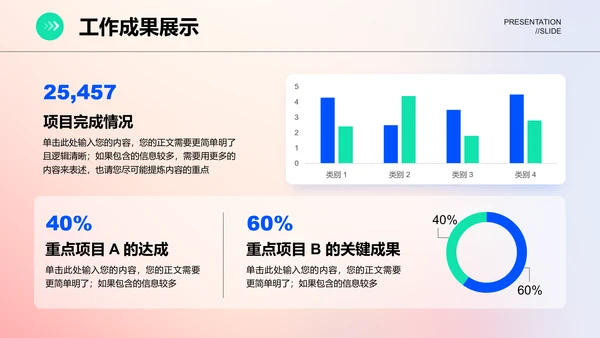 粉蓝商务风工作总结工作汇报PPT演示模板