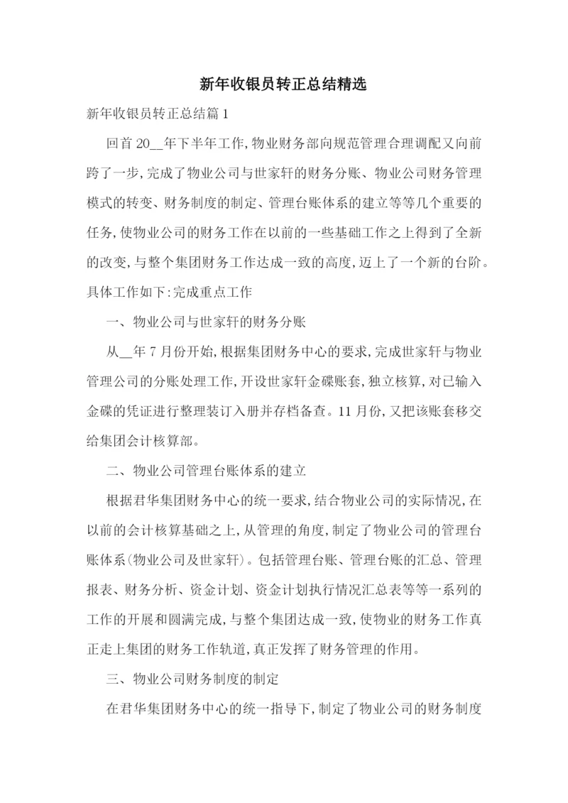 新年收银员转正总结精选.docx