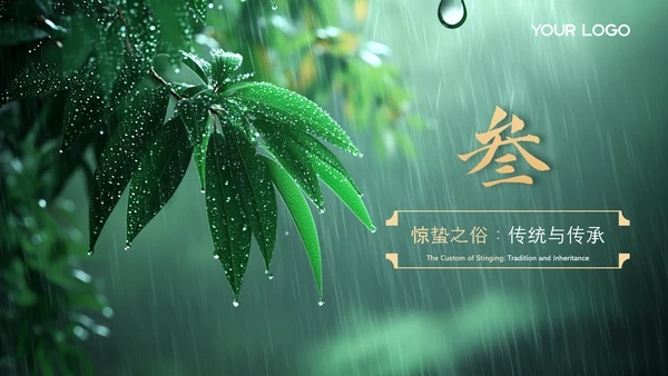 绿色中国节气之惊蛰PPT模版