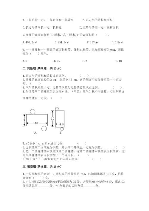 北京版六年级下册数学期末测试卷（易错题）.docx