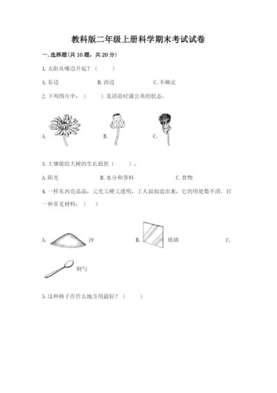 教科版二年级上册科学期末考试试卷一套.docx