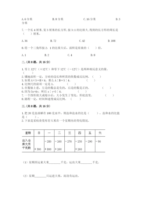 人教版六年级数学下学期期末测试题带答案（实用）.docx