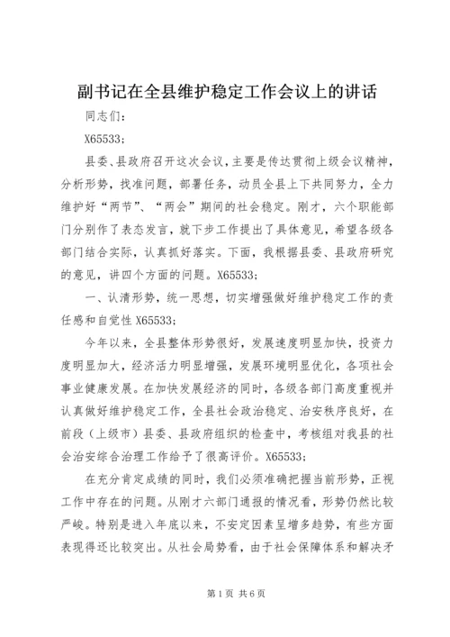 副书记在全县维护稳定工作会议上的讲话.docx