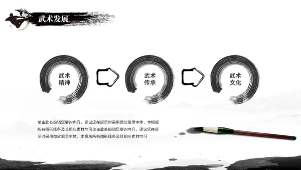 简约黑白泼墨中国风中国武术文化培训ppt模板中国传统文化
