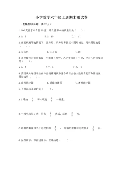 小学数学六年级上册期末测试卷及参考答案（精练）.docx