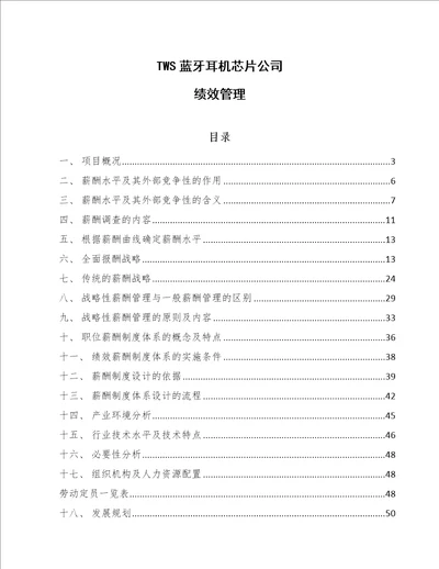 TWS蓝牙耳机芯片公司绩效管理范文