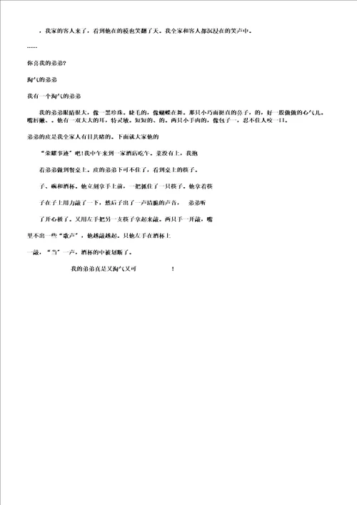 调皮的弟弟作文300字共四篇