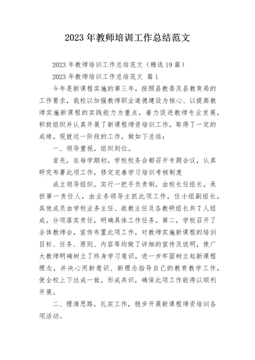 2023年教师培训工作总结范文.docx