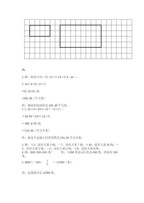 小学六年级数学期末自测题含答案（考试直接用）.docx