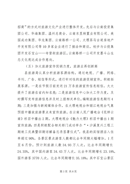 旅游事业局上半年工作总结及下半年工作计划_1.docx