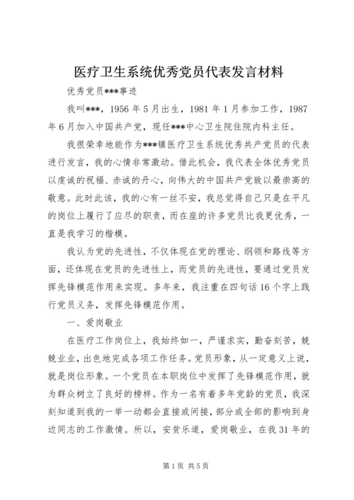 医疗卫生系统优秀党员代表发言材料 (2).docx