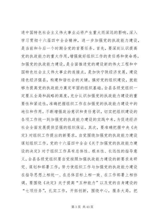 区领导在全县组织工作会议上的讲话(精选多篇).docx