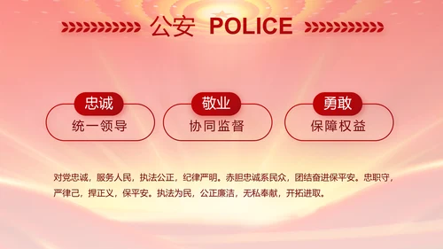 红色公安年终工作总结新年计划PPT