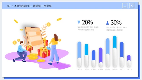 微立体插画风电商行业公司年终工作总结PPT年终总结