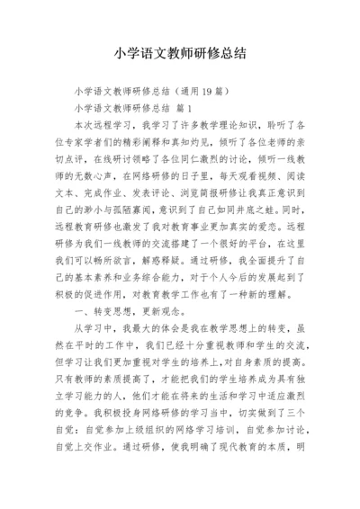 小学语文教师研修总结.docx