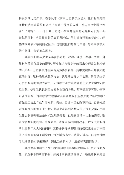 初中历史教学心得体会范文.docx