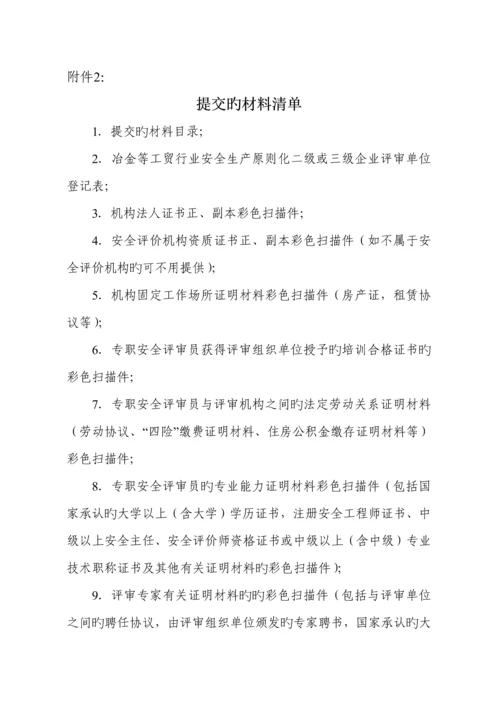 冶金等工贸行业范围分类及企业安全生产标准化评审人员专业能力对照表.docx