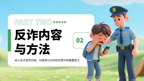 绿色3D风反对电信诈骗知识宣传PPT