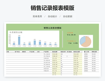 销售记录报表模版