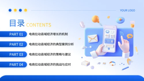 蓝色3D风电商对县域经济拉动效应的毕业答辩PPT