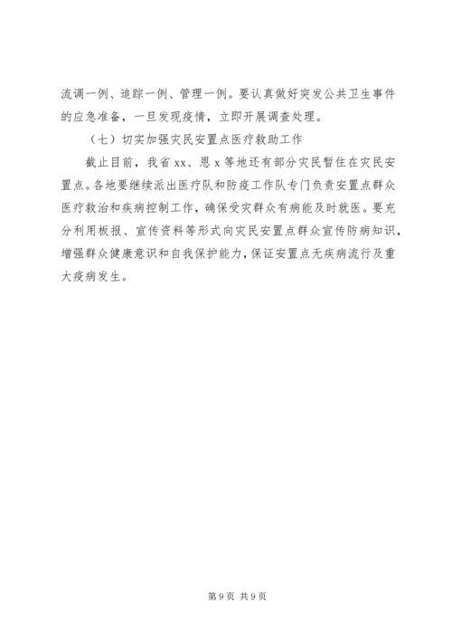 加强灾后卫生应急工作电视电话会议上讲话.docx