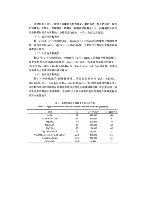 微波介质陶瓷综合体系的分类和应用.docx