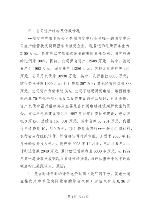发电公司生产经营状况调研报告.docx