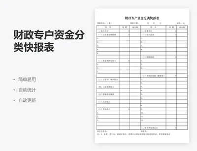 财政专户资金分类快报表