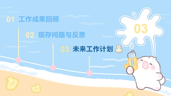 夏日眠眠兔蓝色卡通风工作总结