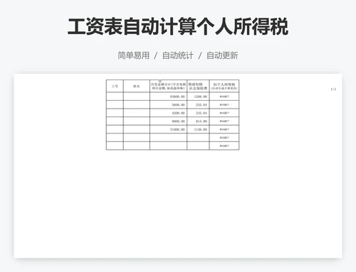 工资表自动计算个人所得税