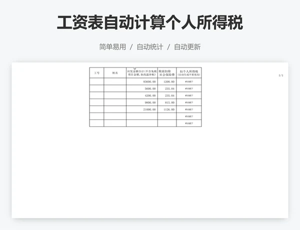 工资表自动计算个人所得税