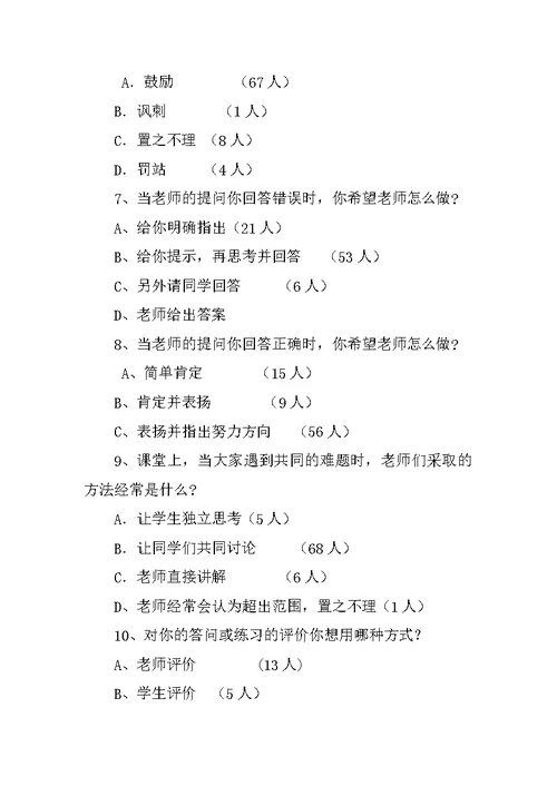 内部参考 小学数学教师课堂教学评价现状调查报告