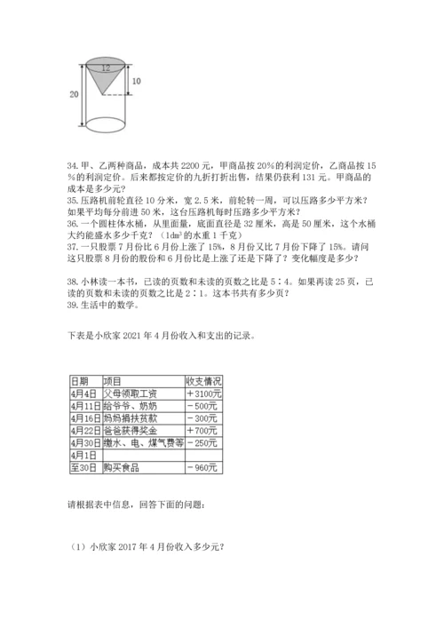 六年级小升初数学应用题50道带答案（突破训练）.docx