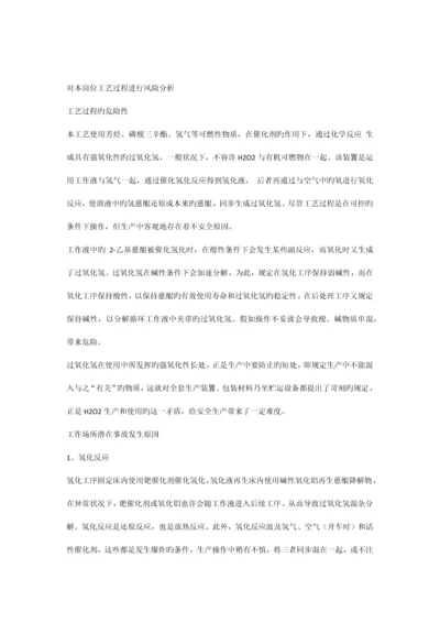 对本岗位工艺过程进行风险分析.docx