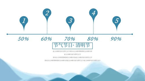 蓝色中国水墨风清明节主题PPT模板