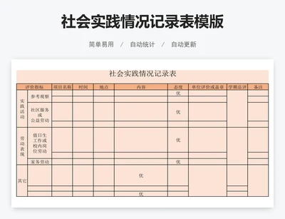社会实践情况记录表模版