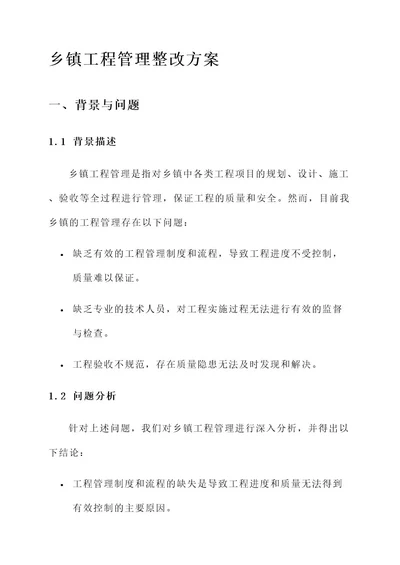 乡镇工程管理整改方案