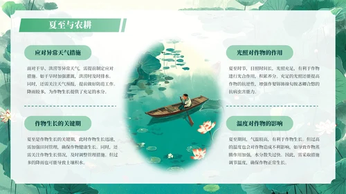 绿色插画二十四节气之夏至教学课件PPT模板