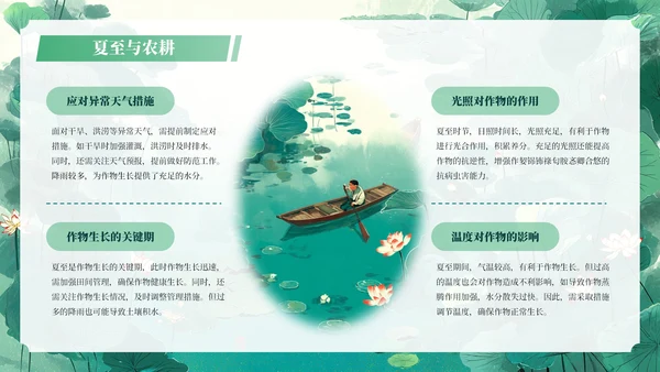 绿色插画二十四节气之夏至教学课件PPT模板