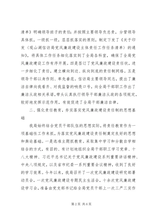 信访局201X上半年落实党风廉政两个责任情况汇报.docx