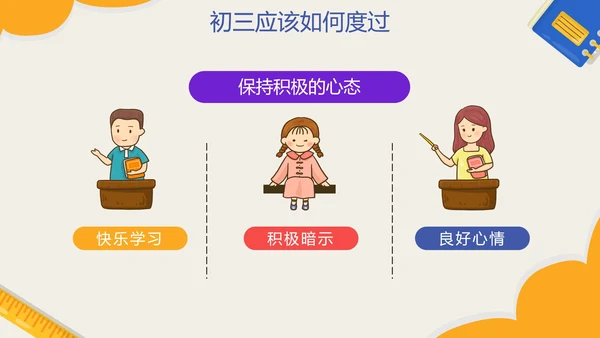 黄色卡通网格开学季初三开学第一课带内容PPT模板