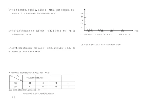 四年级数学下册期末模拟题