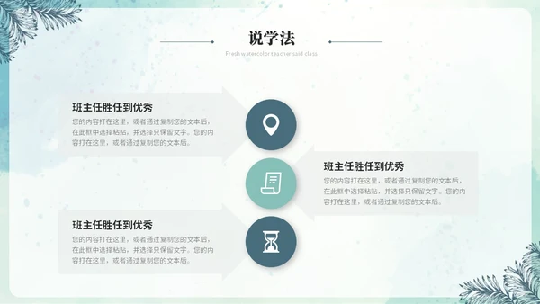 小清新水彩风教师说课教学课件教育培训教师公开课ppt模板