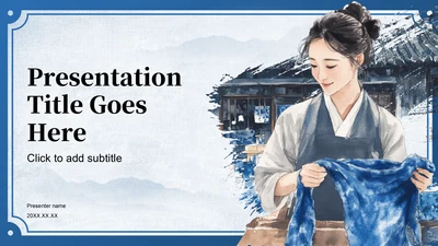 蓝色国风非遗扎染的艺术魅力PPT主题