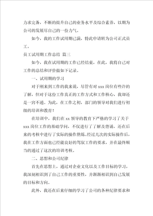 员工试用期工作总结通用4篇