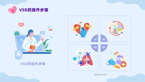蓝色插画VSD负压吸引的治疗及护理培训课件PPT模板护理查房