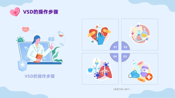 蓝色插画VSD负压吸引的治疗及护理培训课件PPT模板护理查房